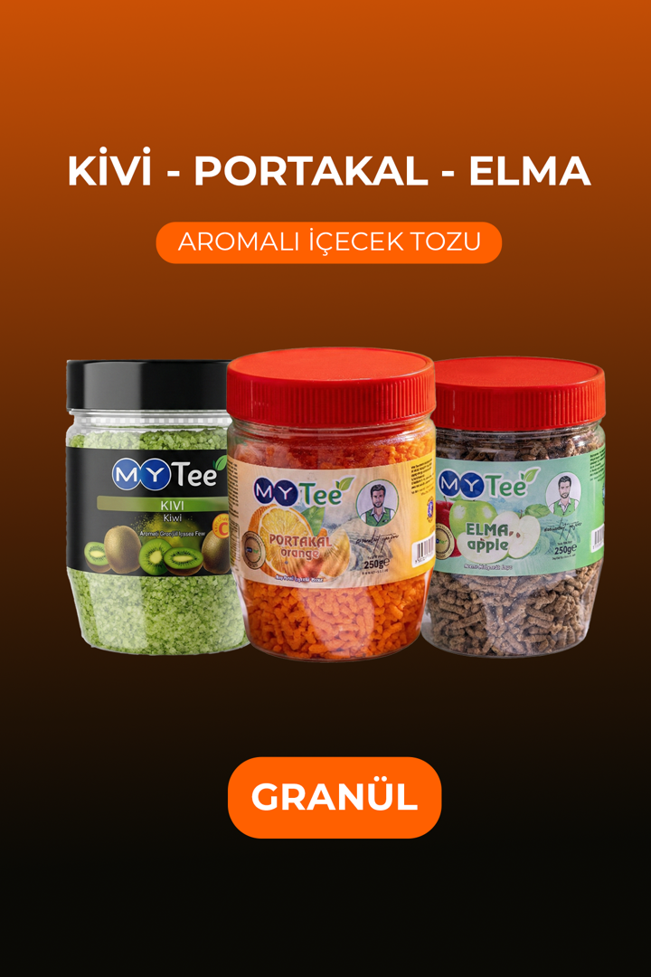 3'lü Portakal - Kivi - Elma Aromalı Granül İçecek Tozu 3 x 250gr resmi