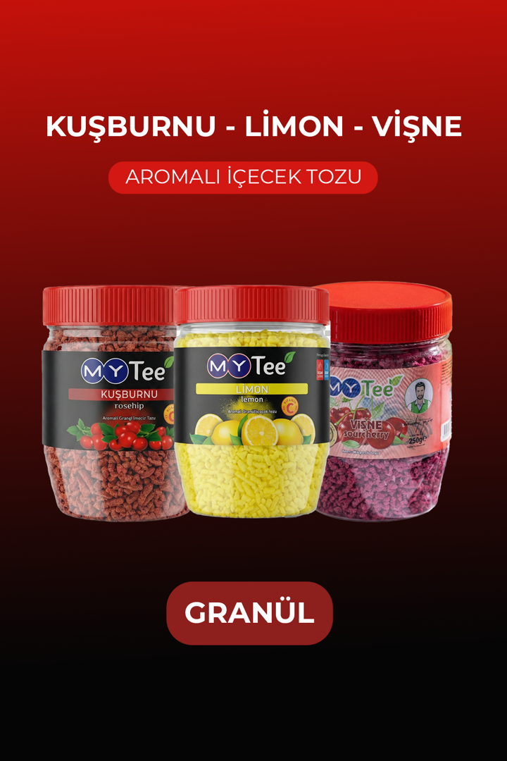 3'lü Portakal - Kuşburnu - Vişne Aromalı Granül İçecek Tozu 3 x 250gr resmi