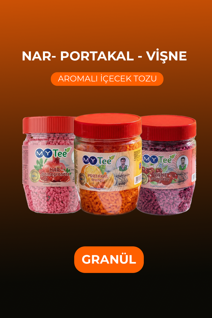 3'lü Portakal - Nar - Vişne Aromalı Granül İçecek Tozu 3 x 250gr resmi