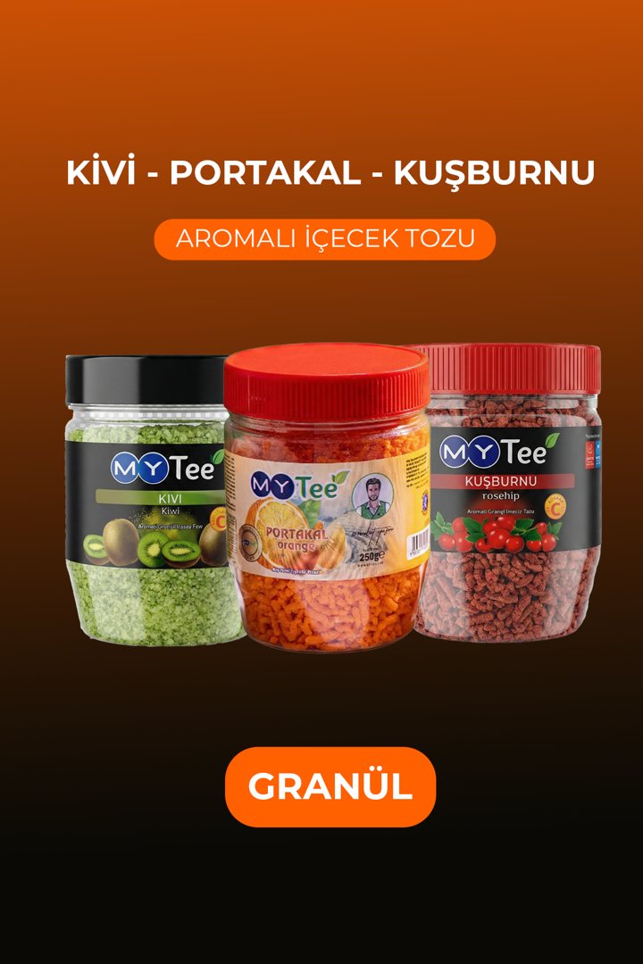 3'lü Portakal - Kivi - Kuşburnu Aromalı Granül İçecek Tozu 3 x 250gr resmi