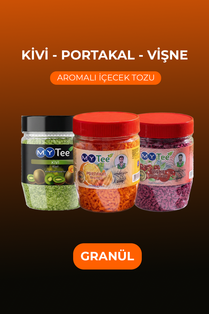 3'lü Portakal - Kivi - Vişne Aromalı Granül İçecek Tozu 3 x 250gr resmi