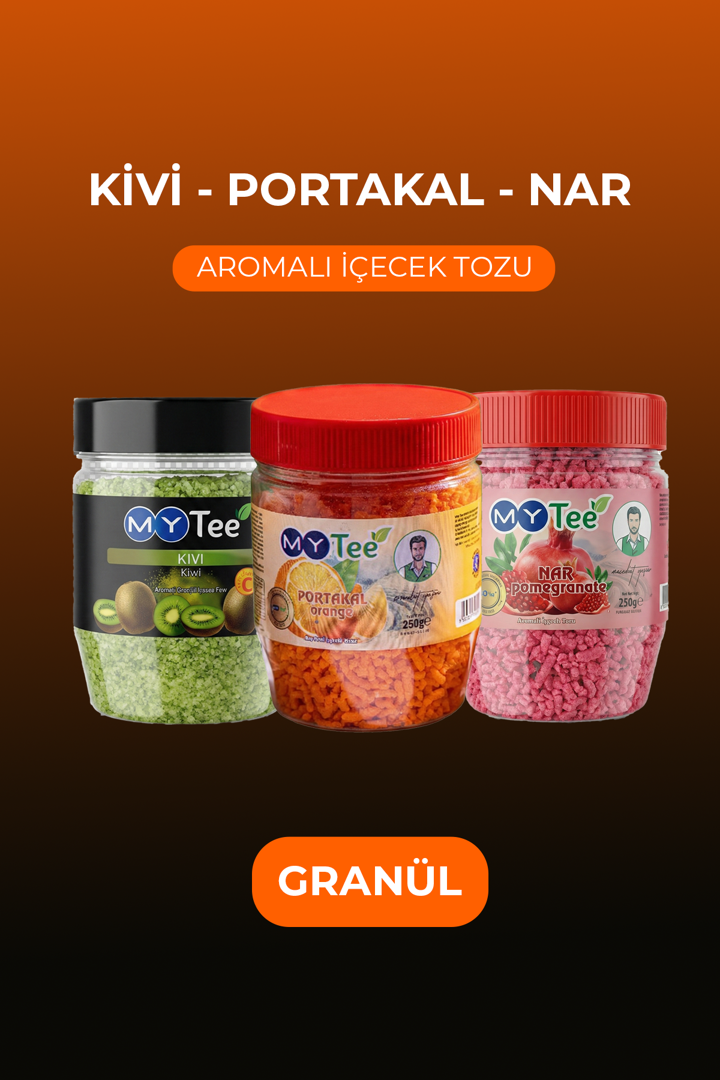 3'lü Portakal - Kivi - Nar Aromalı Granül İçecek Tozu 3 x 250gr resmi