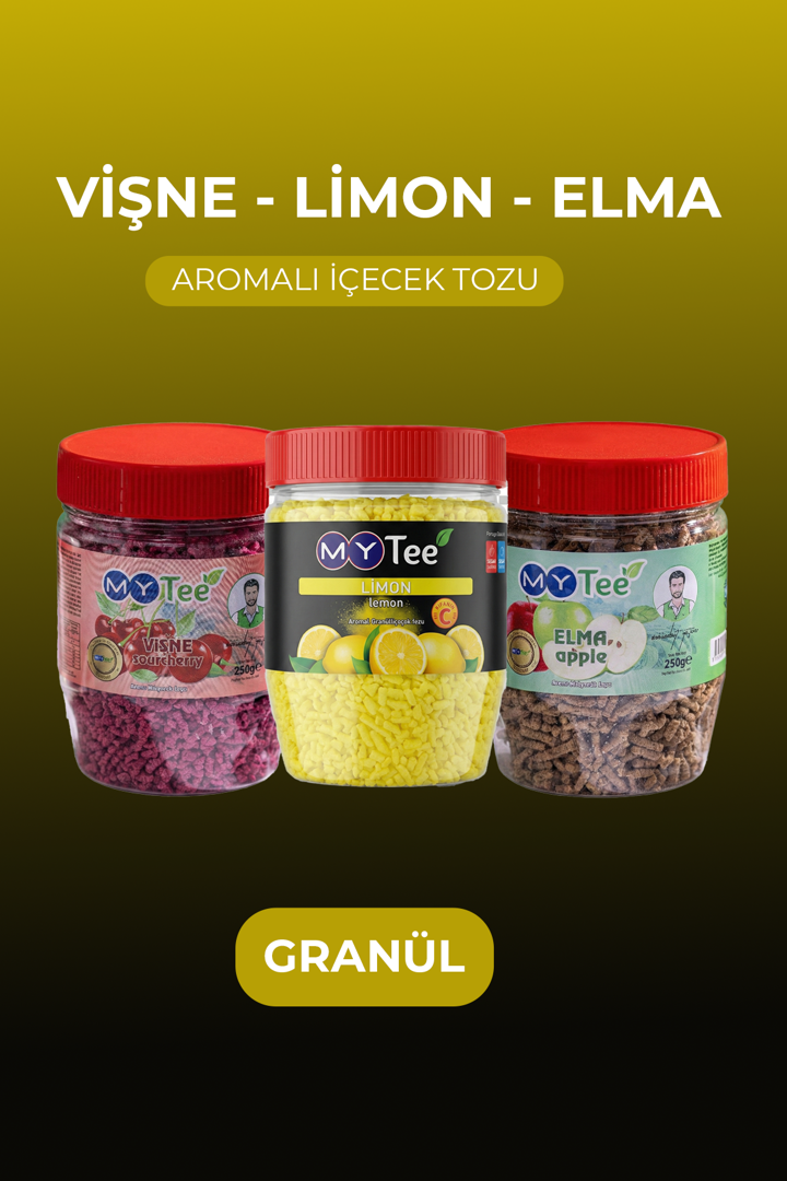 3'lü Limon - Vişne - Elma Aromalı Granül İçecek Tozu 3 x 250gr resmi