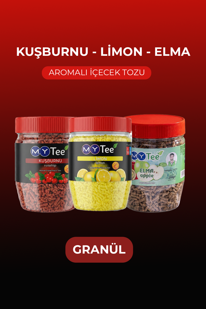 3'lü Limon - Kuşburnu - Elma Aromalı Granül İçecek Tozu 3 x 250gr resmi
